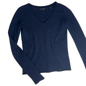 ATM Anthony Thomas Melillo Cashmere V Neck Sweater Midnight Blue